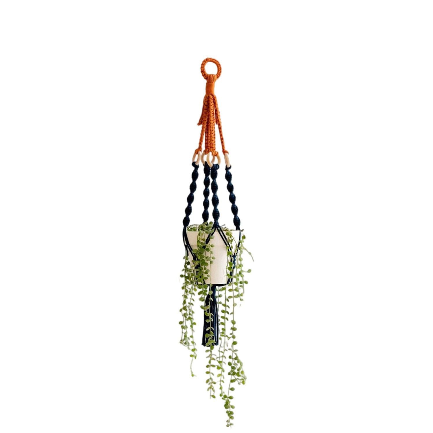 Handmade Plant Hanger Set 2 PCS（Type C）, Macrame Hanging Planter Basket with Cotton Rope Woven Design, Boho Plant Holder for Indoor Outdoor Garden Balcony Home Decor, Creative Hanging Flower Pot Holder Main image