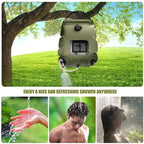 20L / 5 Gallon Solar Heated Camping Shower Bag (Black / Mesh Storage Pocket) - Foldable Outdoor Hanging Shower with Thermometer, Rotating Shower Head and Hose Clip for Hiking and Travel