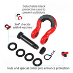 Gift Box Set of Black 3/4" D-Ring Tow Shackle (2 Pack) - Carbon Steel Bow Shackle with Nut & Cotter Pin, 20T Break Strength for Off-Road Recovery Trailer