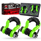 Gift Box Set of Green 3/4" D-Ring Tow Shackle (2 Pack) - Carbon Steel Bow Shackle with Nut & Cotter Pin, 20T Break Strength for Off-Road Recovery Trailer