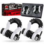 Gift Box Set of White 3/4" D-Ring Tow Shackle (2 Pack) - Carbon Steel Bow Shackle with Nut & Cotter Pin, 20T Break Strength for Off-Road Recovery Trailer