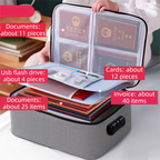 Navy Blue 3-Layer Large Capacity Document Organiser Bag with 3-Digit Combination Lock, Waterproof Oxford Fabric File Storage Case for Passports Cards Certificates USB Drives (37 × 28 × 10 cm)