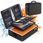 Waterproof & Fireproof Document Bag with Combination Lock (15 × 11 × 4.1 in) - 8 Layers Silicone Fiberglass and Aluminium Foil Lining, Home Office Safe Storage Case for Passports Certificates Cash