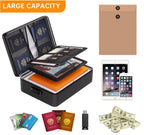 Waterproof & Fireproof Document Bag with Combination Lock (15 × 11 × 4.1 in) - 8 Layers Silicone Fiberglass and Aluminium Foil Lining, Home Office Safe Storage Case for Passports Certificates Cash