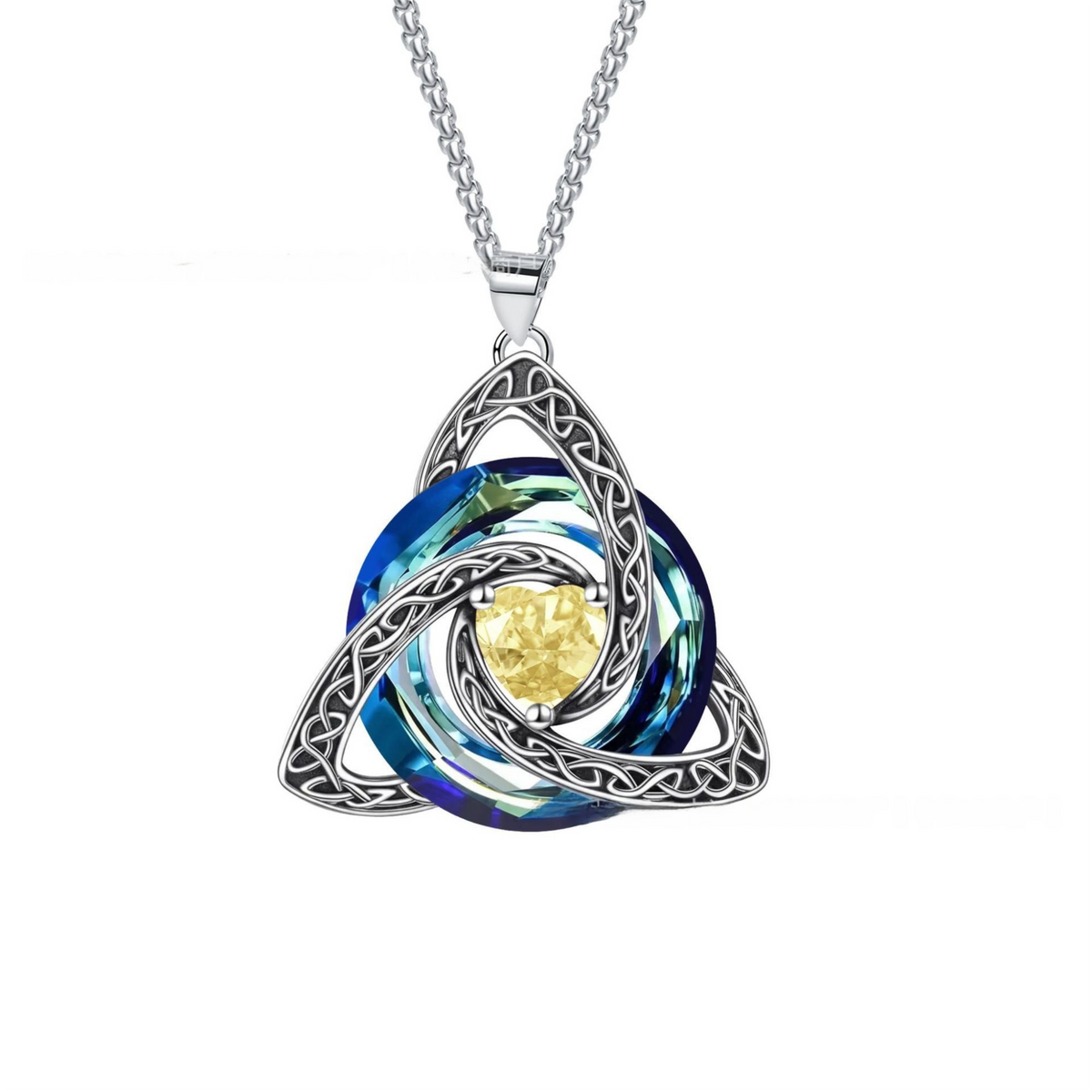 Nov Celtic Knot Heart Shaped Birthstone Necklace for Women - 12 Birth Month Colours Zircon Pendant and Hypoallergenic Stainless Steel Chain with Gift Box Hauptbild