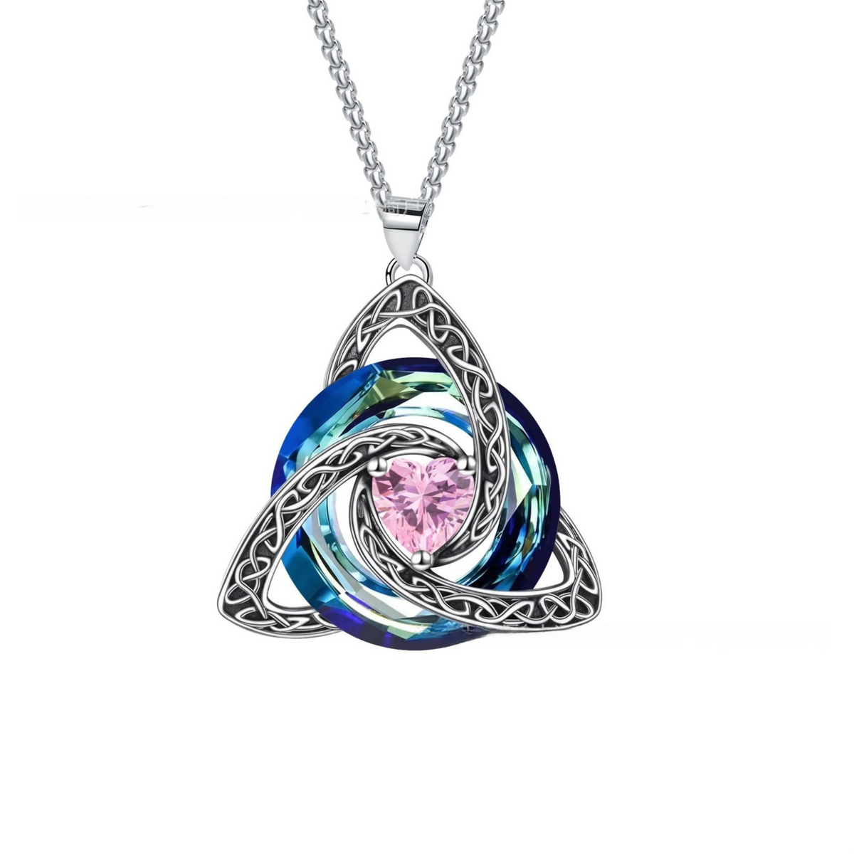 Oct Celtic Knot Heart Shaped Birthstone Necklace for Women - 12 Birth Month Colours Zircon Pendant and Hypoallergenic Stainless Steel Chain with Gift Box Hauptbild