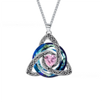 Oct Celtic Knot Heart Shaped Birthstone Necklace for Women - 12 Birth Month Colours Zircon Pendant and Hypoallergenic Stainless Steel Chain with Gift Box