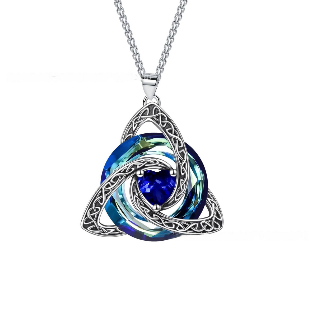 Sep Celtic Knot Heart Shaped Birthstone Necklace for Women - 12 Birth Month Colours Zircon Pendant and Hypoallergenic Stainless Steel Chain with Gift Box