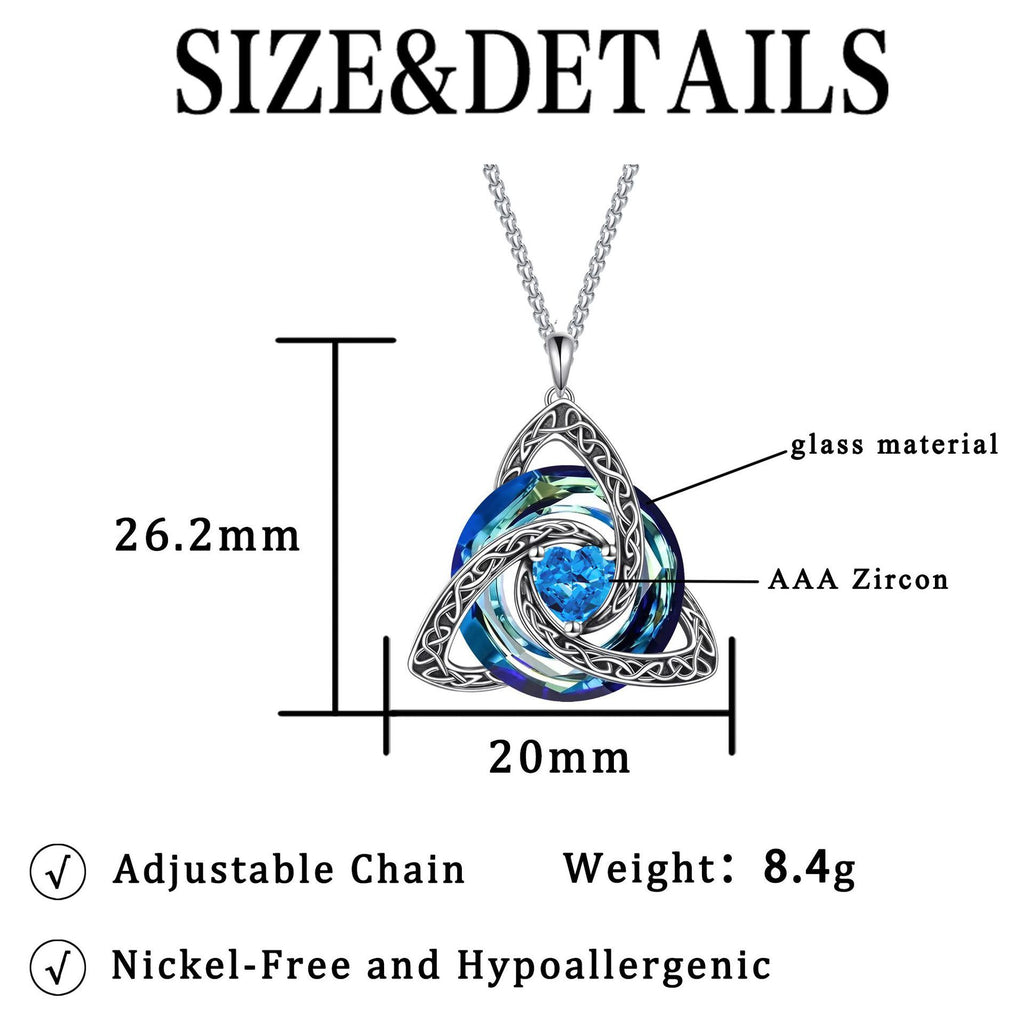 Sep Celtic Knot Heart Shaped Birthstone Necklace for Women - 12 Birth Month Colours Zircon Pendant and Hypoallergenic Stainless Steel Chain with Gift Box