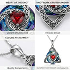 Sep Celtic Knot Heart Shaped Birthstone Necklace for Women - 12 Birth Month Colours Zircon Pendant and Hypoallergenic Stainless Steel Chain with Gift Box
