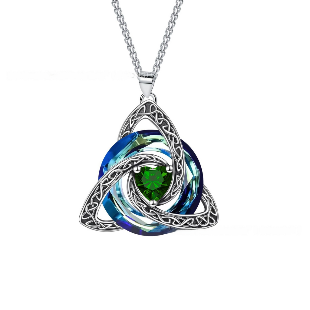 May Celtic Knot Heart Shaped Birthstone Necklace for Women - 12 Birth Month Colours Zircon Pendant and Hypoallergenic Stainless Steel Chain with Gift Box