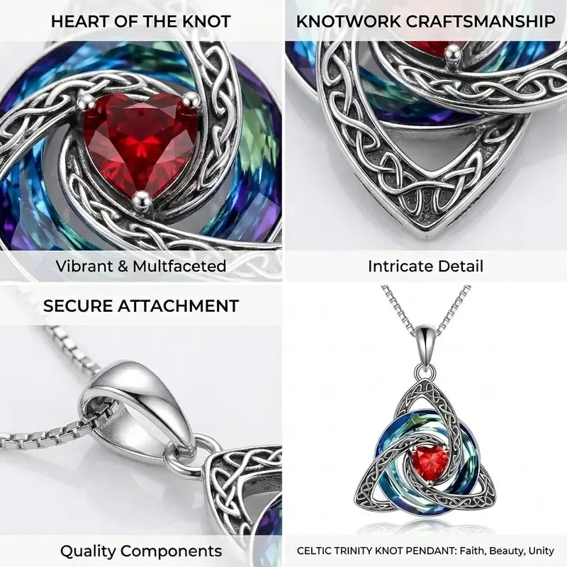 May Celtic Knot Heart Shaped Birthstone Necklace for Women - 12 Birth Month Colours Zircon Pendant and Hypoallergenic Stainless Steel Chain with Gift Box