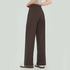Size XL Brown Women’s High Waisted Straight Leg Lounge Pants - Drawstring Casual Trousers - Stretch Activewear Pants for Yoga Pilates Travel and Everyday Wear