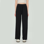 Size L Black Women’s High Waisted Straight Leg Lounge Pants - Drawstring Casual Trousers - Stretch Activewear Pants for Yoga Pilates Travel and Everyday Wear