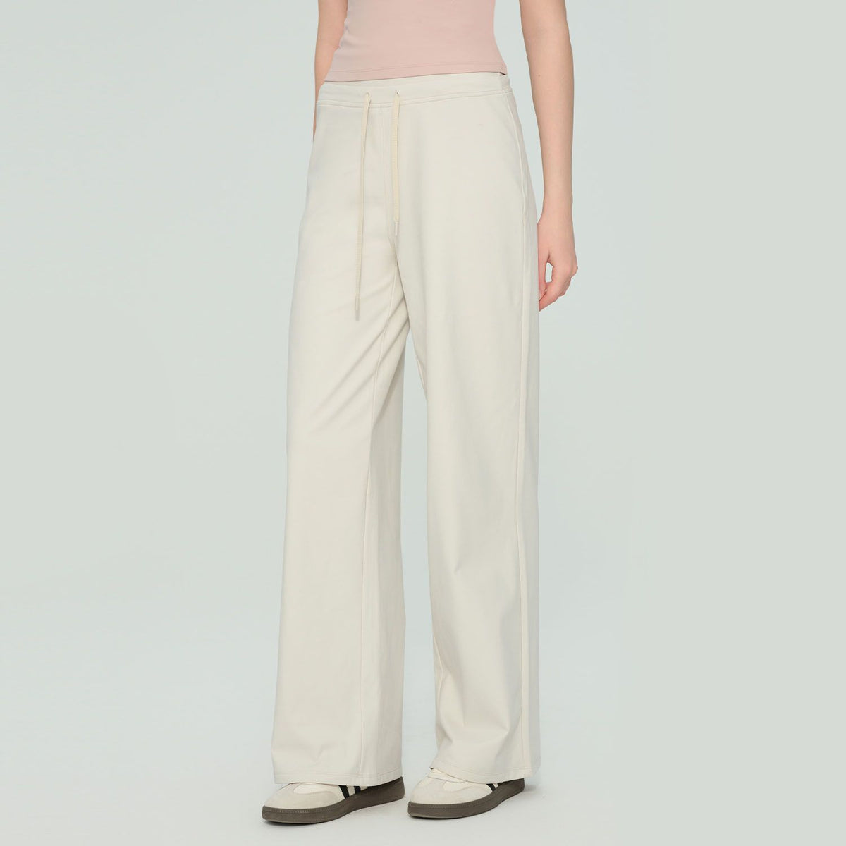 Size XL White Women’s High Waisted Straight Leg Lounge Pants - Drawstring Casual Trousers - Stretch Activewear Pants for Yoga Pilates Travel and Everyday Wear