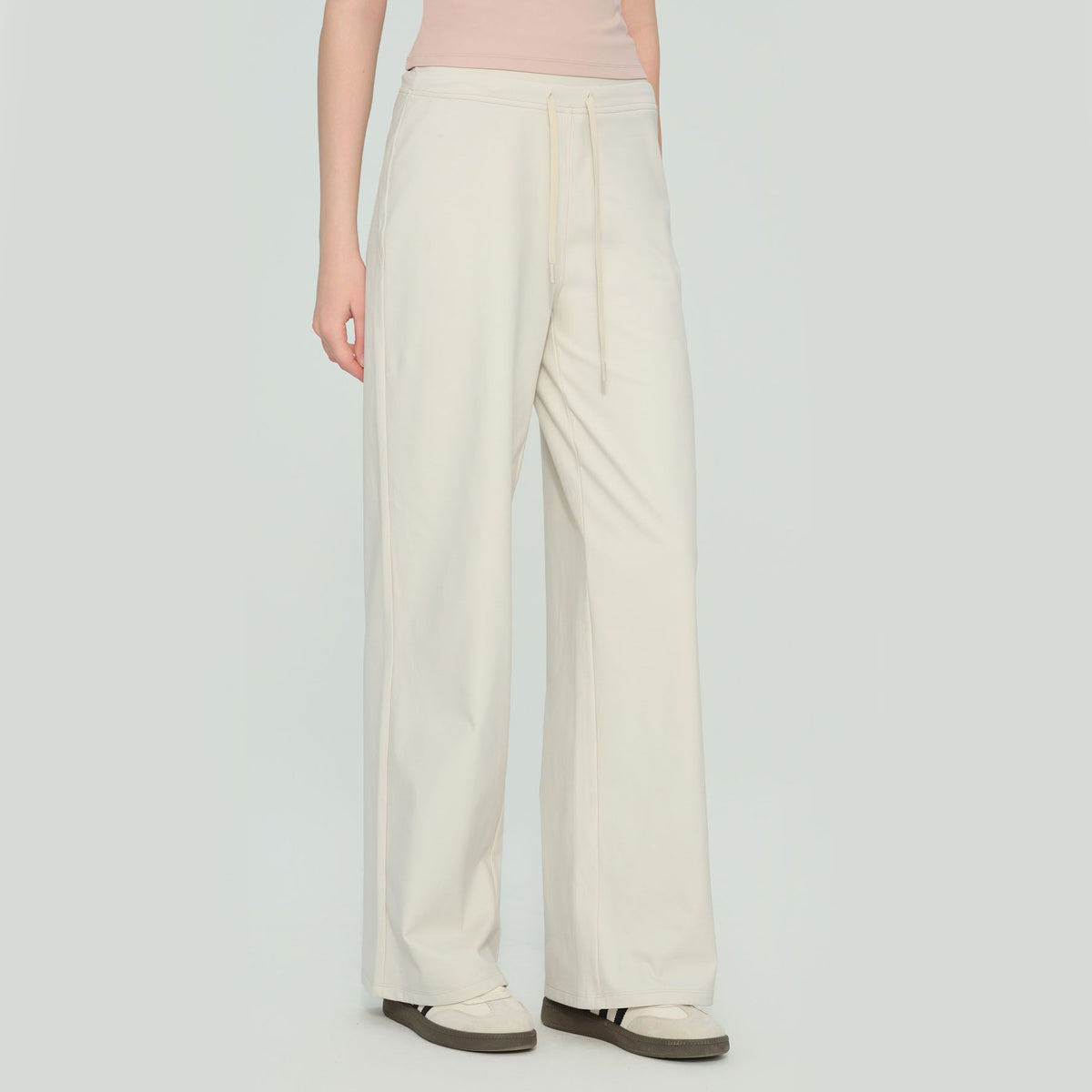 Size XL White Women’s High Waisted Straight Leg Lounge Pants - Drawstring Casual Trousers - Stretch Activewear Pants for Yoga Pilates Travel and Everyday Wear
