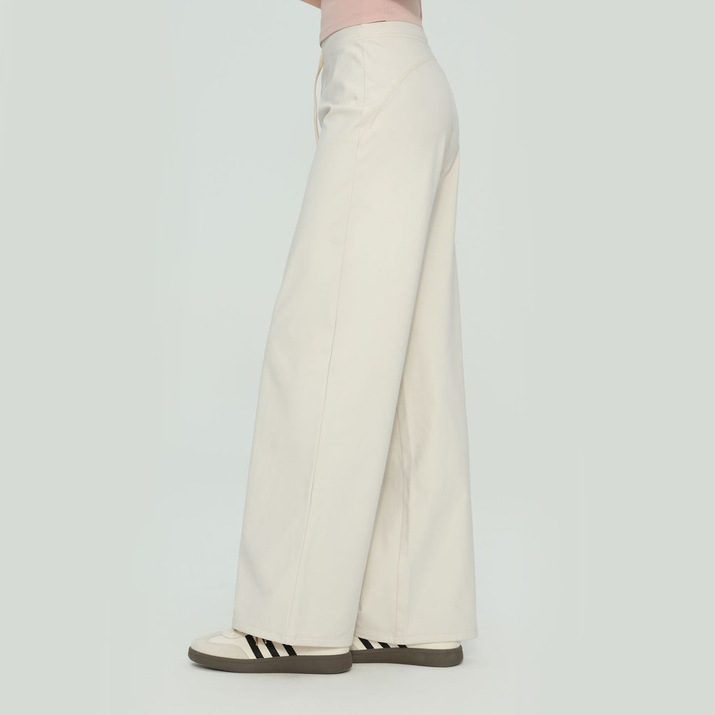 Size XL White Women’s High Waisted Straight Leg Lounge Pants - Drawstring Casual Trousers - Stretch Activewear Pants for Yoga Pilates Travel and Everyday Wear