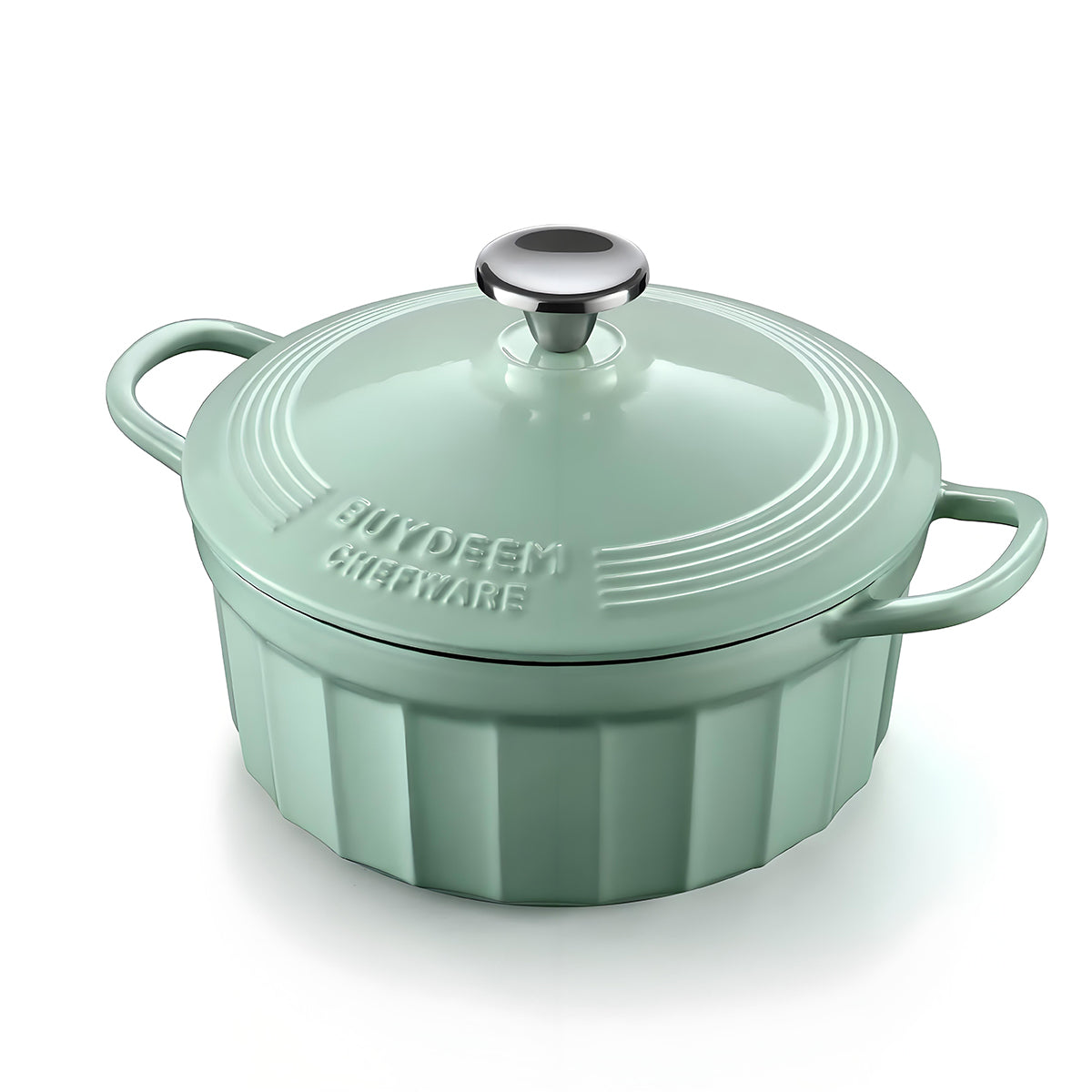 Large Enameled Cast-Iron Dutch Oven - Green Main image