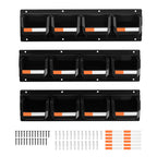 Wall Mounted Storage Bins, 12 Plastic Bins & 3 Metal Rails, Plastic Hanging Stackable Storage Bin for Screws, Nuts, Bolts, Nails, Hardware Tool Organizer for Workshop, Craft Room, Garage, Black