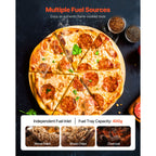 Pizza Oven Outdoor, 12" Pellet Pizza Oven, Portable Pizza-Stove with Built-in Thermometer, Wood Fired Stainless Steel Pizza-Maker, for Backyard, Camping, Pizza-Stone, Shovel, Carry Bag, Silver
