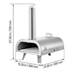 Pizza Oven Outdoor, 12" Pellet Pizza Oven, Portable Pizza-Stove with Built-in Thermometer, Wood Fired Stainless Steel Pizza-Maker, for Backyard, Camping, Pizza-Stone, Shovel, Carry Bag, Silver