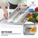 4 Pack Hotel Pan 3.7" Deep Steam Table Pan Full Size with Lid 20.8"L x 13"W Hotel Pan 22 Gauge Stainless Steel Anti Jam Steam Table Pan