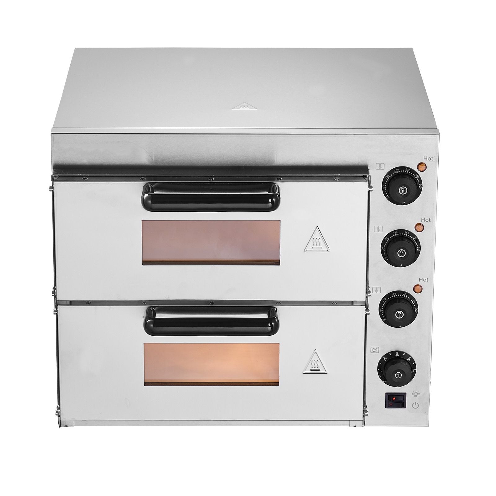 Commercial Pizza Oven Countertop, 16-Inch Double Deck Layers, Stainless Steel Electric Pizza Oven with Stone and Handle, Multipurpose Indoor Pizza Maker for Restaurant Home Pretzels Baked Main image