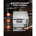 Commercial Pizza Oven Countertop, 16-Inch Double Deck Layers, Stainless Steel Electric Pizza Oven with Stone and Handle, Multipurpose Indoor Pizza Maker for Restaurant Home Pretzels Baked