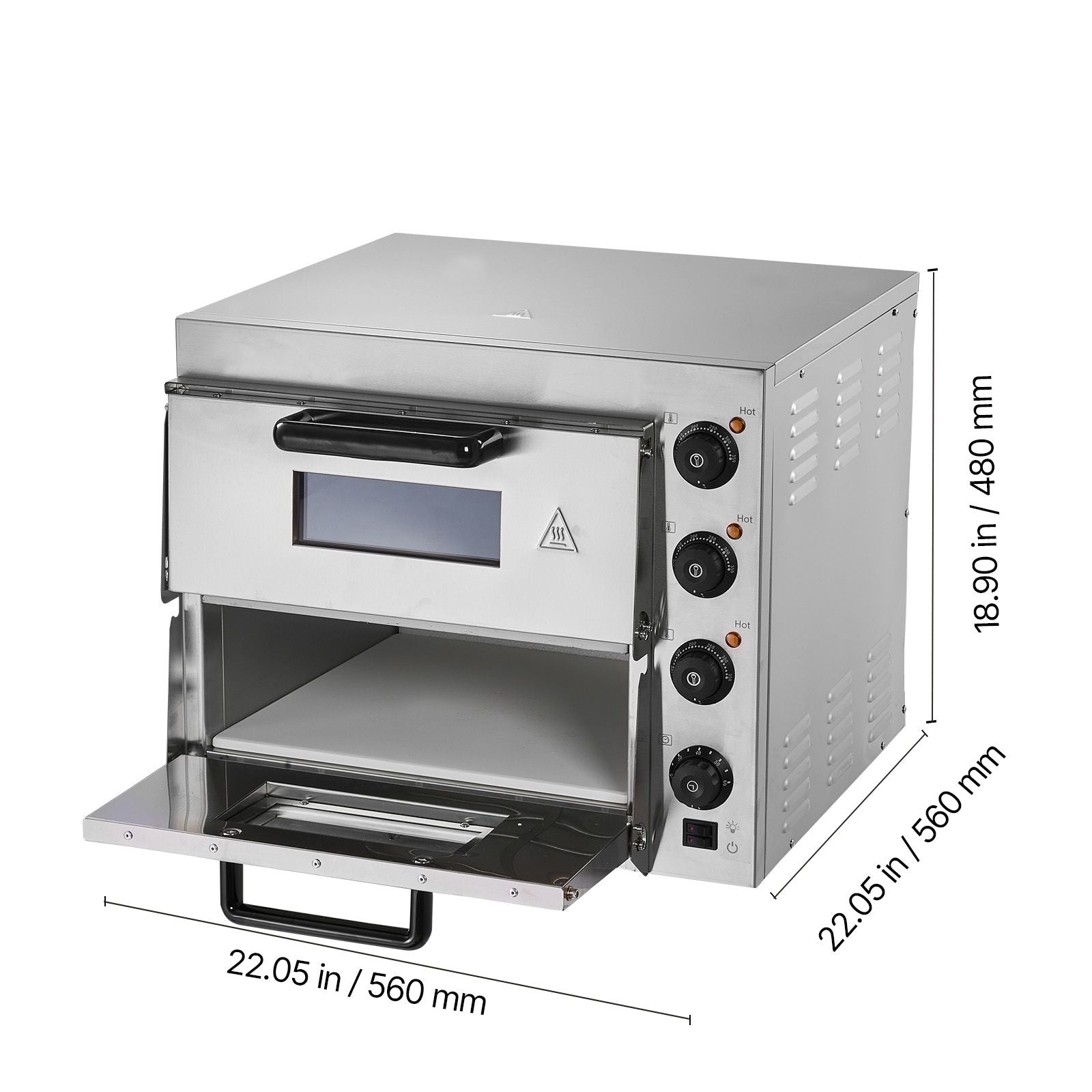 Commercial Pizza Oven Countertop, 16-Inch Double Deck Layers, Stainless Steel Electric Pizza Oven with Stone and Handle, Multipurpose Indoor Pizza Maker for Restaurant Home Pretzels Baked