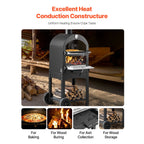 Outdoor Pizza Oven, 12" Pellet Fire Ovens, 2-Layer Pizza Oven Wood Fired, Wood Burning Outdoor Pizza-Oven with 2 Removable Wheels, 1000℉ Max Temperature Fired Pizza-Maker Ovens for Barbecue