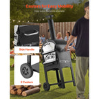 Outdoor Pizza Oven, 12" Pellet Fire Ovens, 2-Layer Pizza Oven Wood Fired, Wood Burning Outdoor Pizza-Oven with 2 Removable Wheels, 1000℉ Max Temperature Fired Pizza-Maker Ovens for Barbecue