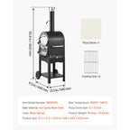 Outdoor Pizza Oven, 12" Pellet Fire Ovens, 2-Layer Pizza Oven Wood Fired, Wood Burning Outdoor Pizza-Oven with 2 Removable Wheels, 1000℉ Max Temperature Fired Pizza-Maker Ovens for Barbecue