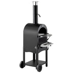 Outdoor Pizza Oven, 12" Pellet Fire Ovens, 2-Layer Pizza Oven Wood Fired, Wood Burning Outdoor Pizza-Oven with 2 Removable Wheels, 1000℉ Max Temperature Fired Pizza-Maker Ovens for Barbecue