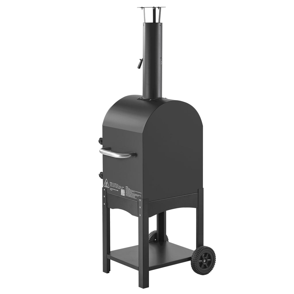 Outdoor Pizza Oven, 12" Pellet Fire Ovens, 2-Layer Pizza Oven Wood Fired, Wood Burning Outdoor Pizza-Oven with 2 Removable Wheels, 1000℉ Max Temperature Fired Pizza-Maker Ovens for Barbecue