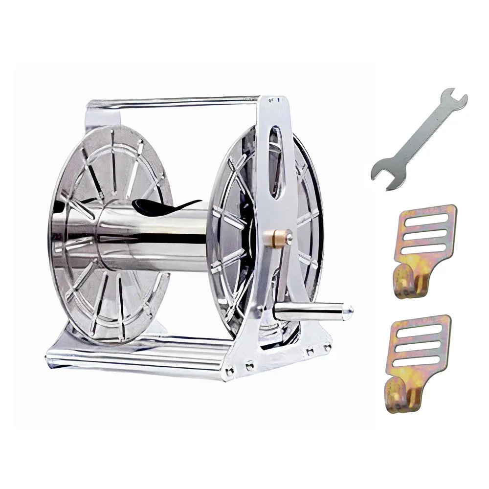 Large Stainless Steel Garden Hose Reel Cart Portable Pipe Holder Heavy Duty Water Pipe Storage Rack With Crank Handle for 1/2inch Hose up to 60M Main image