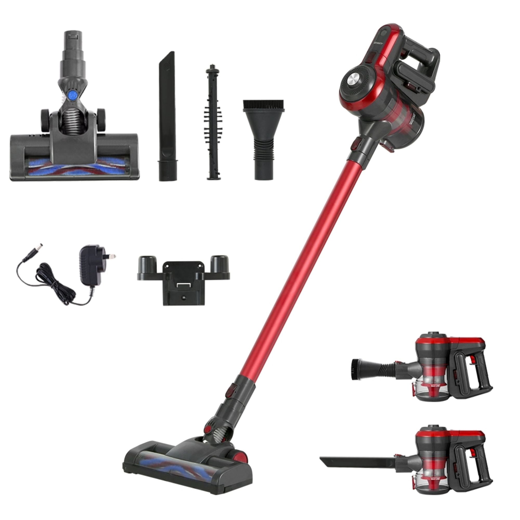 Devanti Stick Vacuum Cleaner Brushless Cordless 250W Red Main image