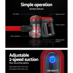Devanti Stick Vacuum Cleaner Brushless Cordless 250W Red
