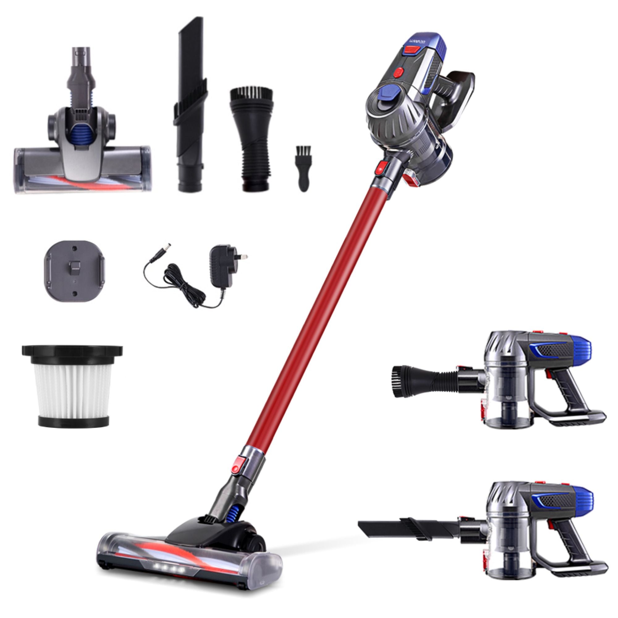Devanti Stick Vacuum Cleaner Bagless Cordless Red 150W Main image