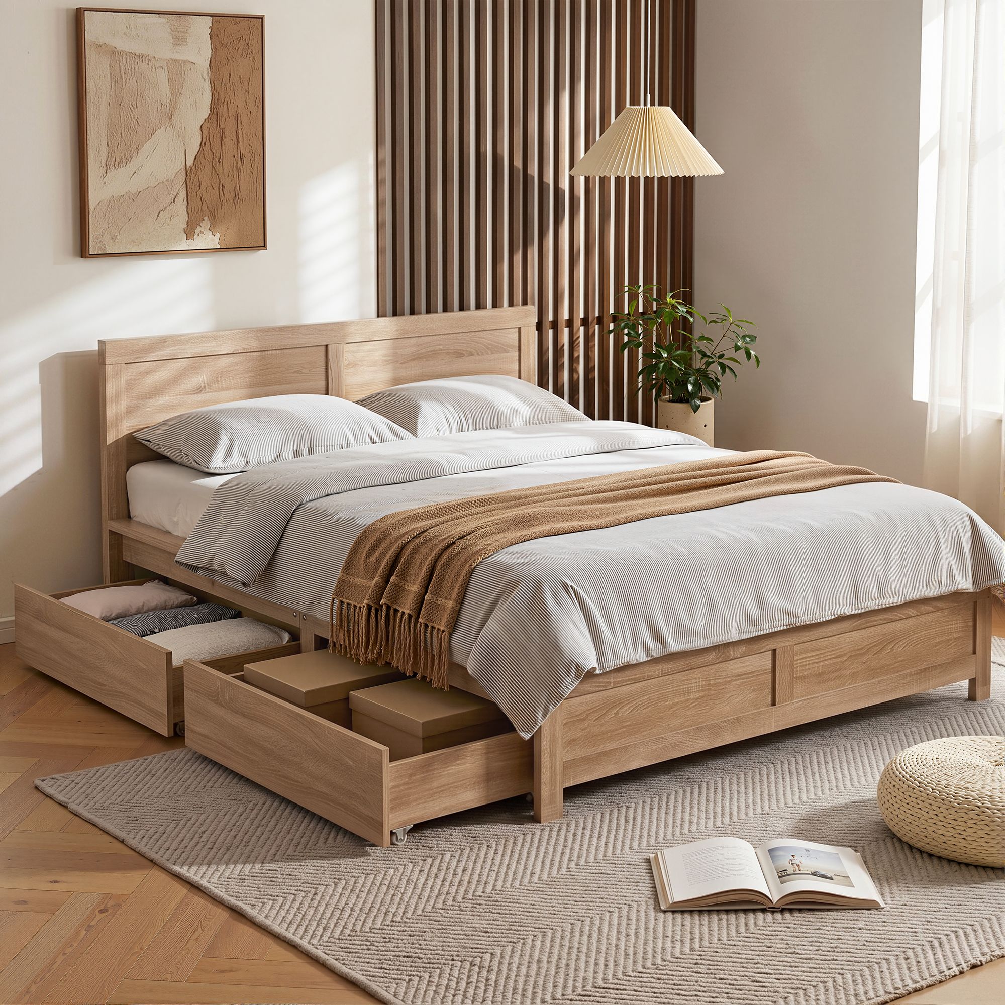Double Bed Frame with 2 Drawers Bedroom Furniture Main image