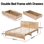 Artiss Double Bed Frame with 2 Drawers Bedroom Furniture