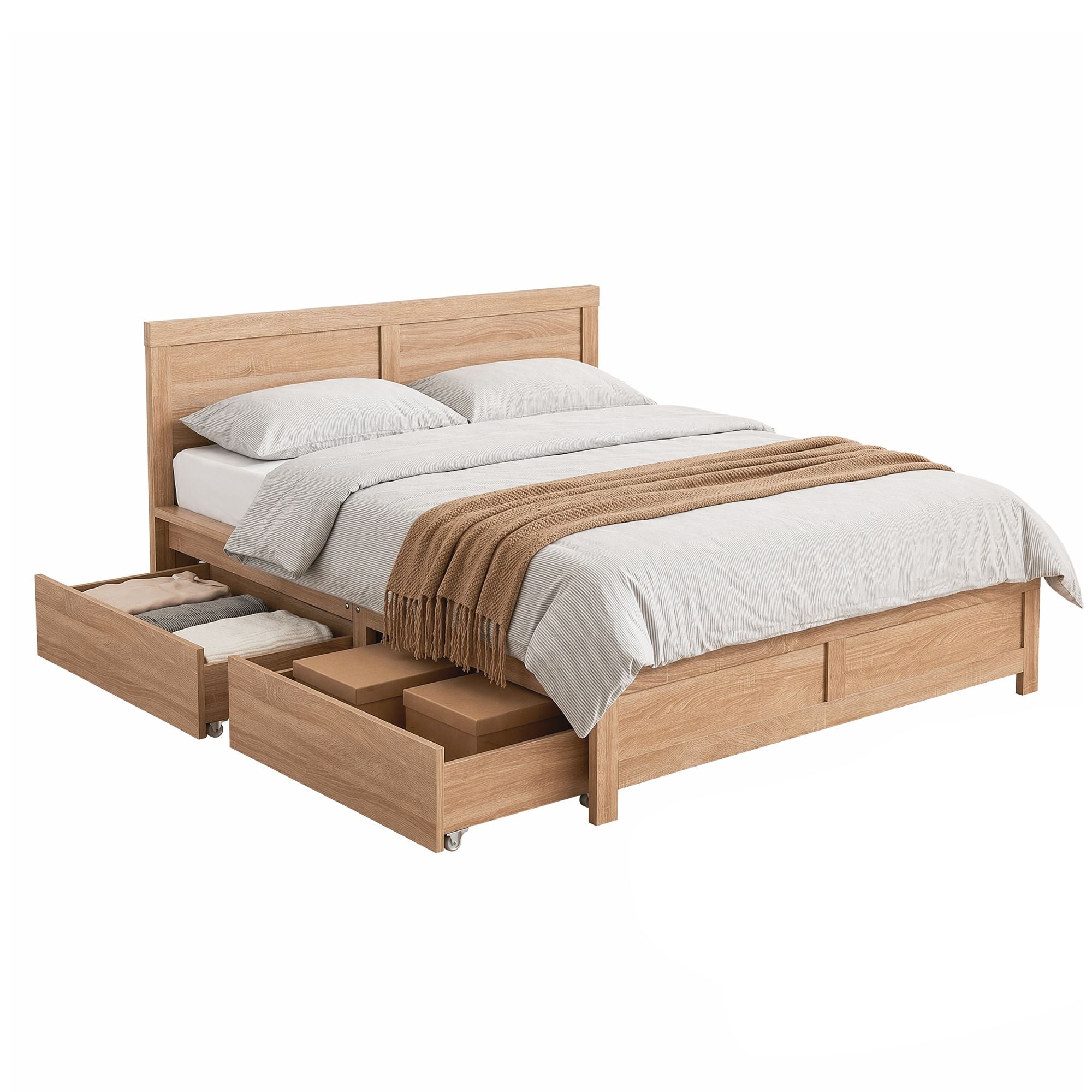 Queen Size Bed Frame with 2 Drawers Bedroom Furniture Secondary image