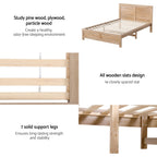 Artiss Single Bed Frame with 2 Drawers Wooden Bed Base Walnut