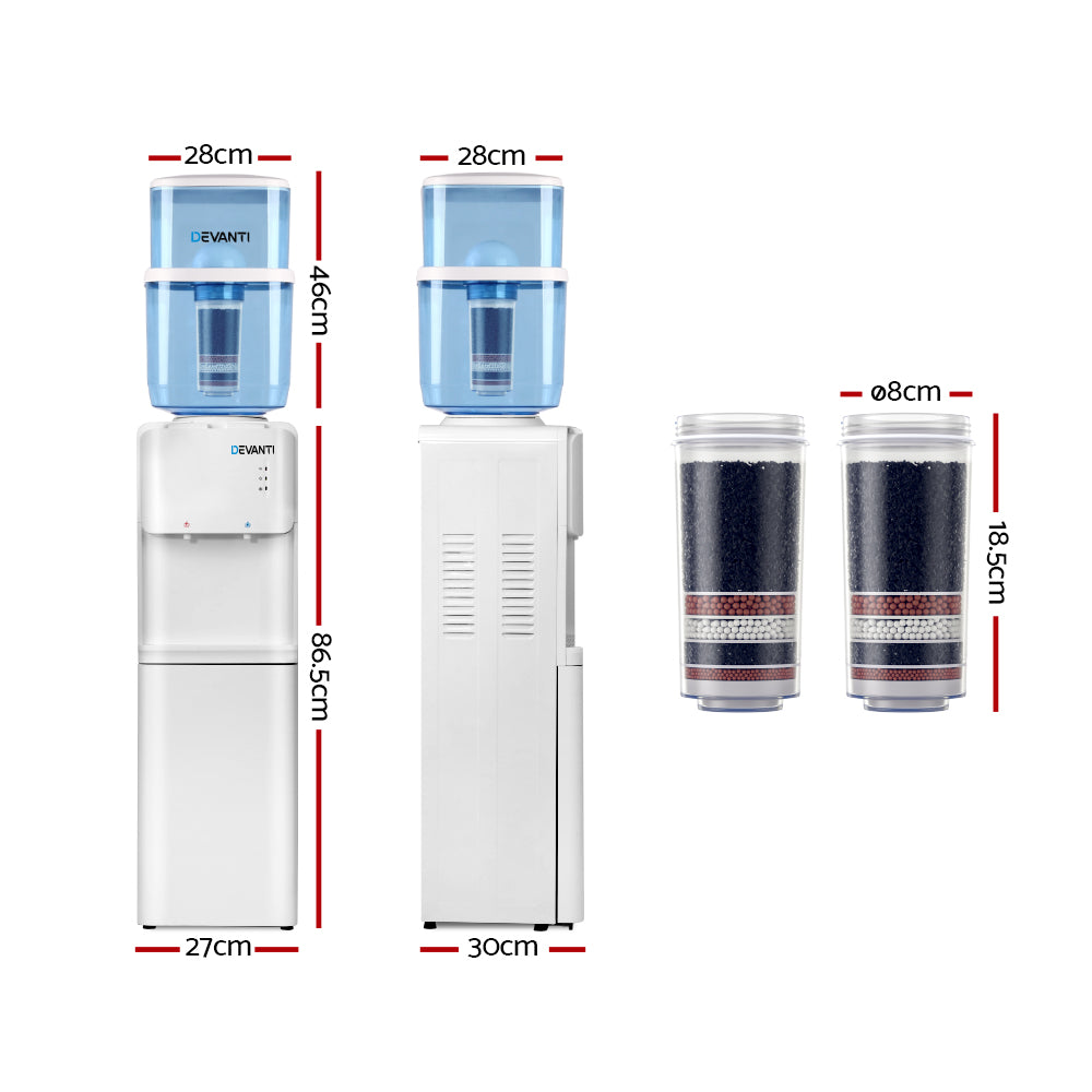 Devanti Water Cooler Dispenser Stand 22L Bottle White w/2 Filter Secondary image