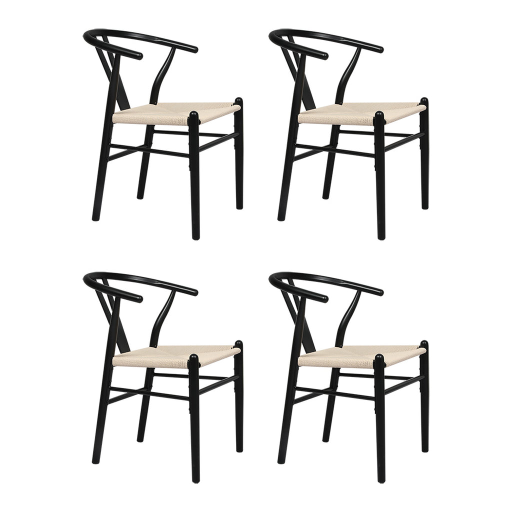 Levede 4x Dining Chairs Wooden Hans Black-2018816917736919040