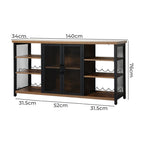 Levede Bar Cabinet Buffet Sideboard Walnut-2018816921222385666