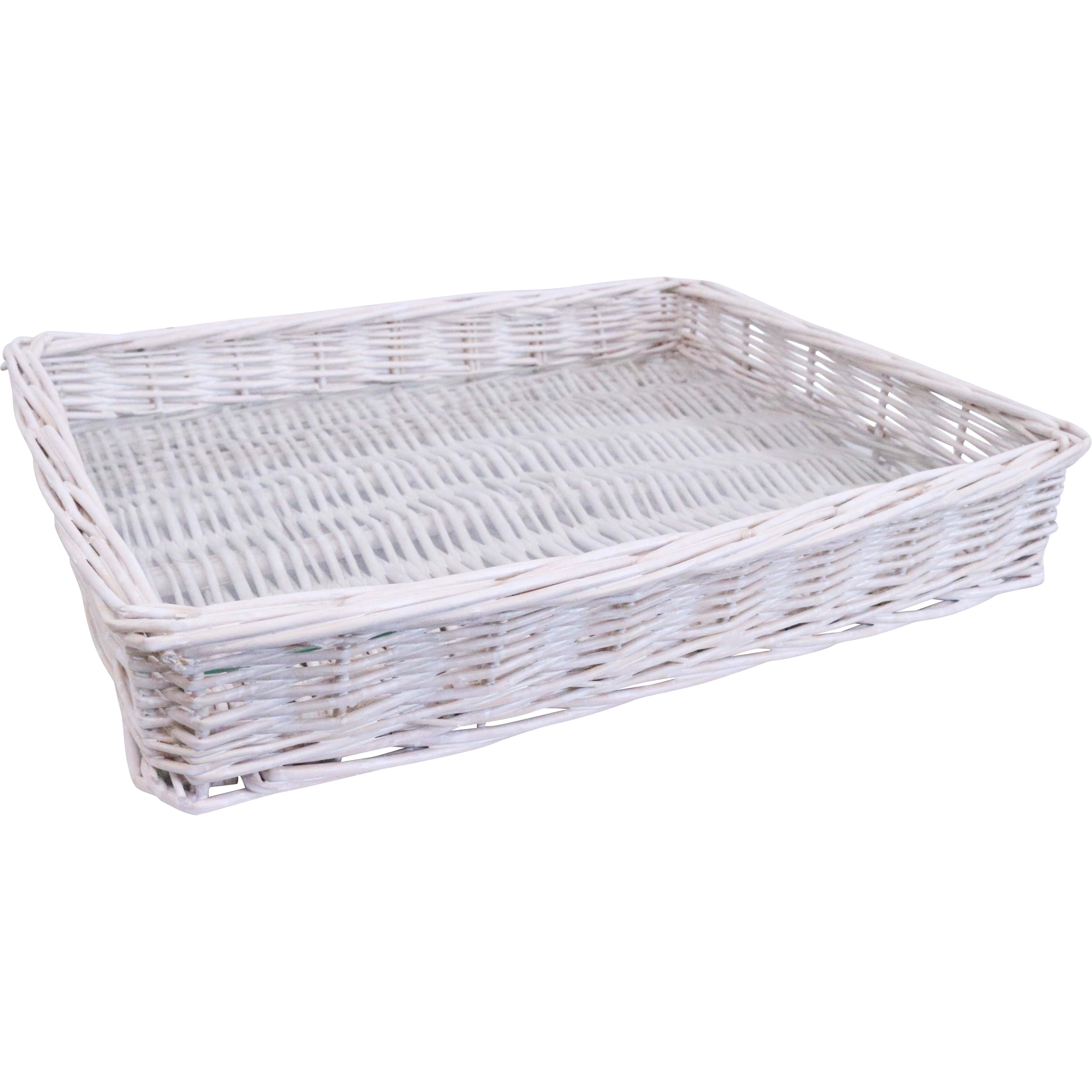 Tray Wicker White Saint Tropez | 40 x 30 x 6 cm