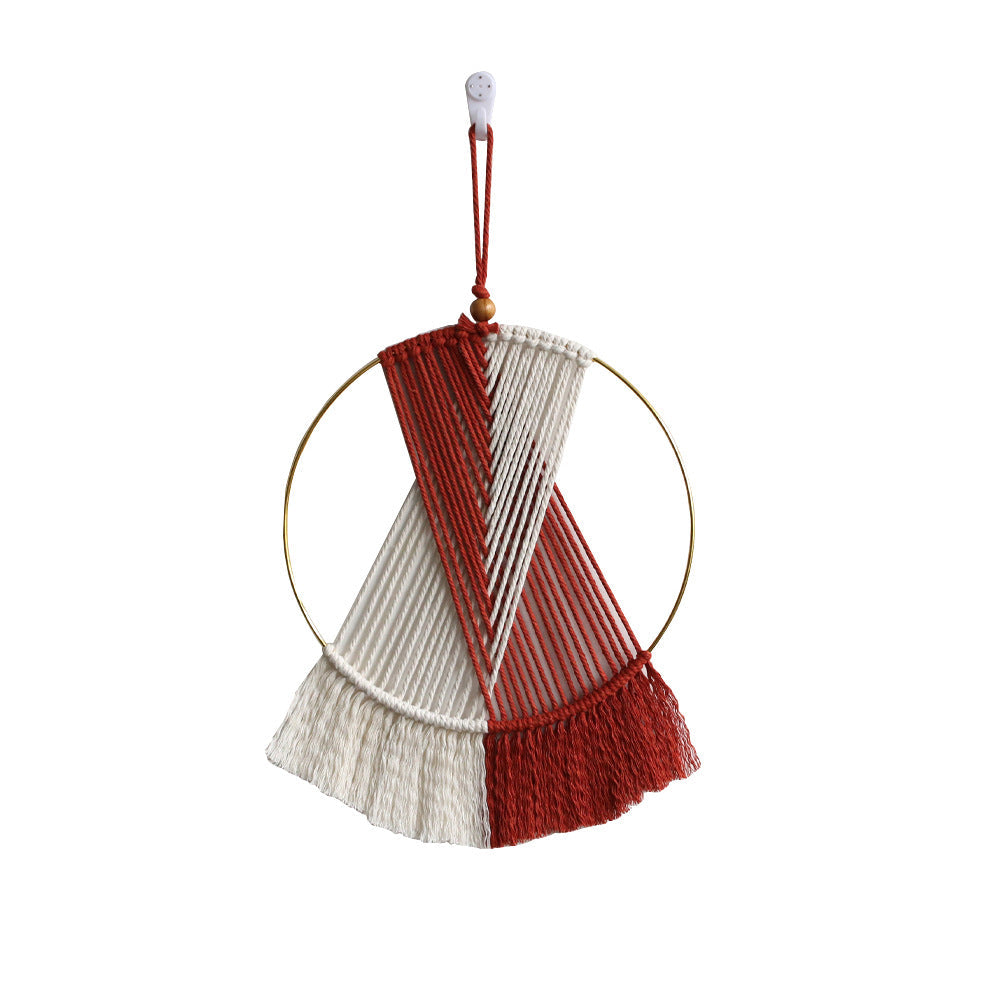 Bohemian Circle Tassel Wall Hanging - Wine Red / 42x25cm - Wall Hangings