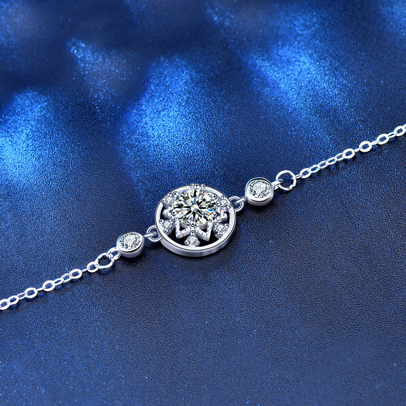 925 Sterling Silver Monternet Moissanite Bracelet - Silver - Sterling Silver Bracelets