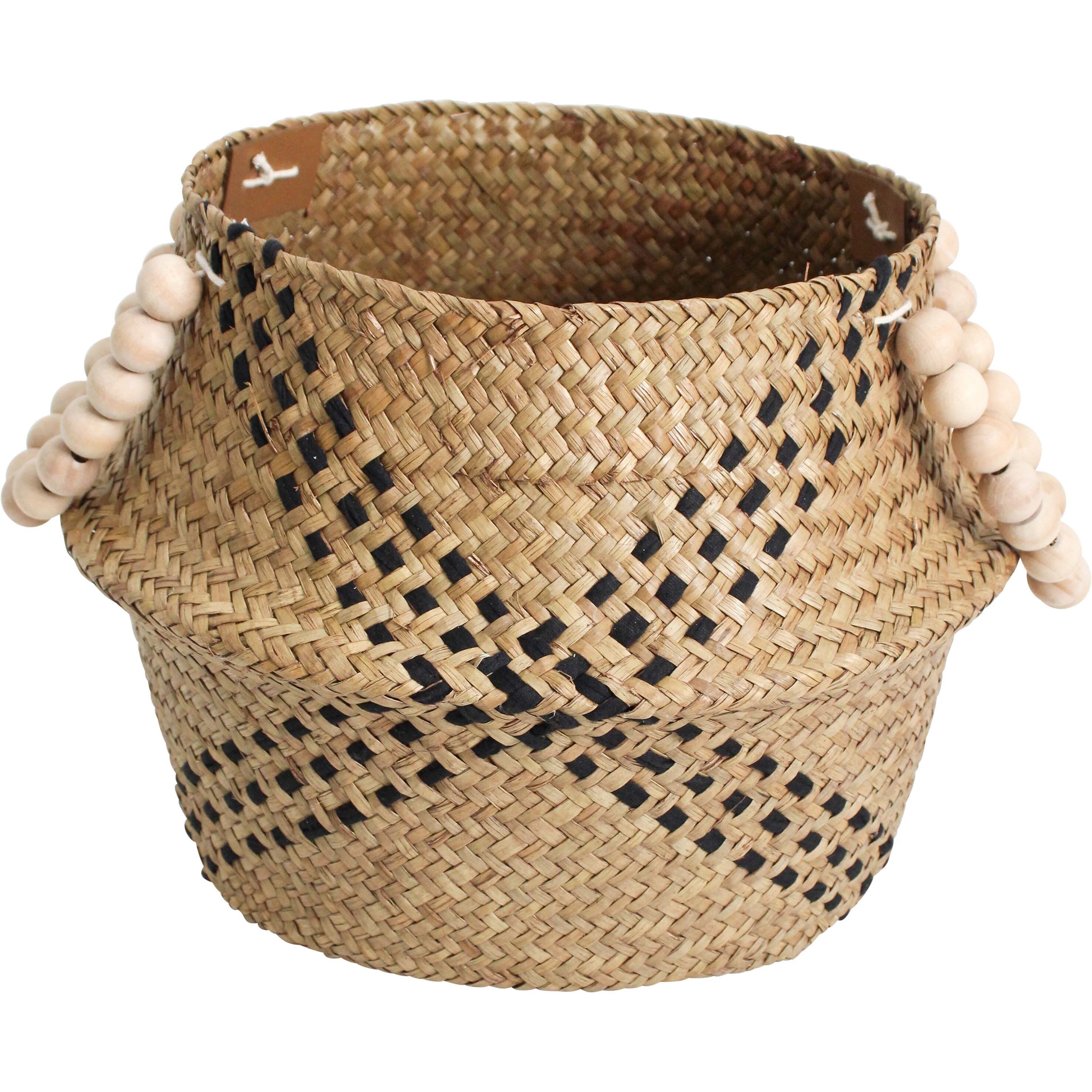 Belly Basket Black/nat Beads | 28 x 28 x 22 cm Main image