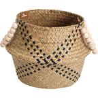 Belly Basket Black/nat Beads | 28 x 28 x 22 cm